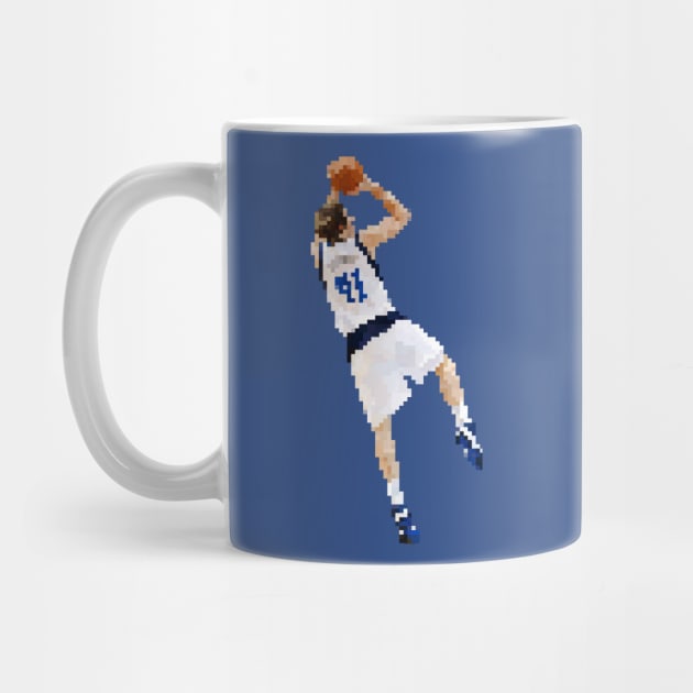 Dirk Nowitzki Fadeaway (Pixel Art) by rattraptees